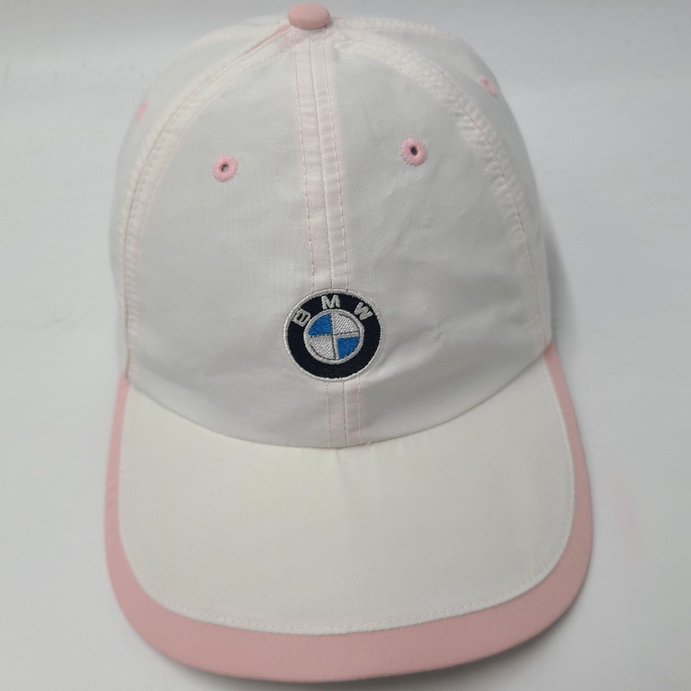 Women BMW Hat Adjustable White Pink Racing Car Logo BMW Lifestyle Baseball Cap